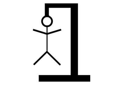 Line drawing of hangman.